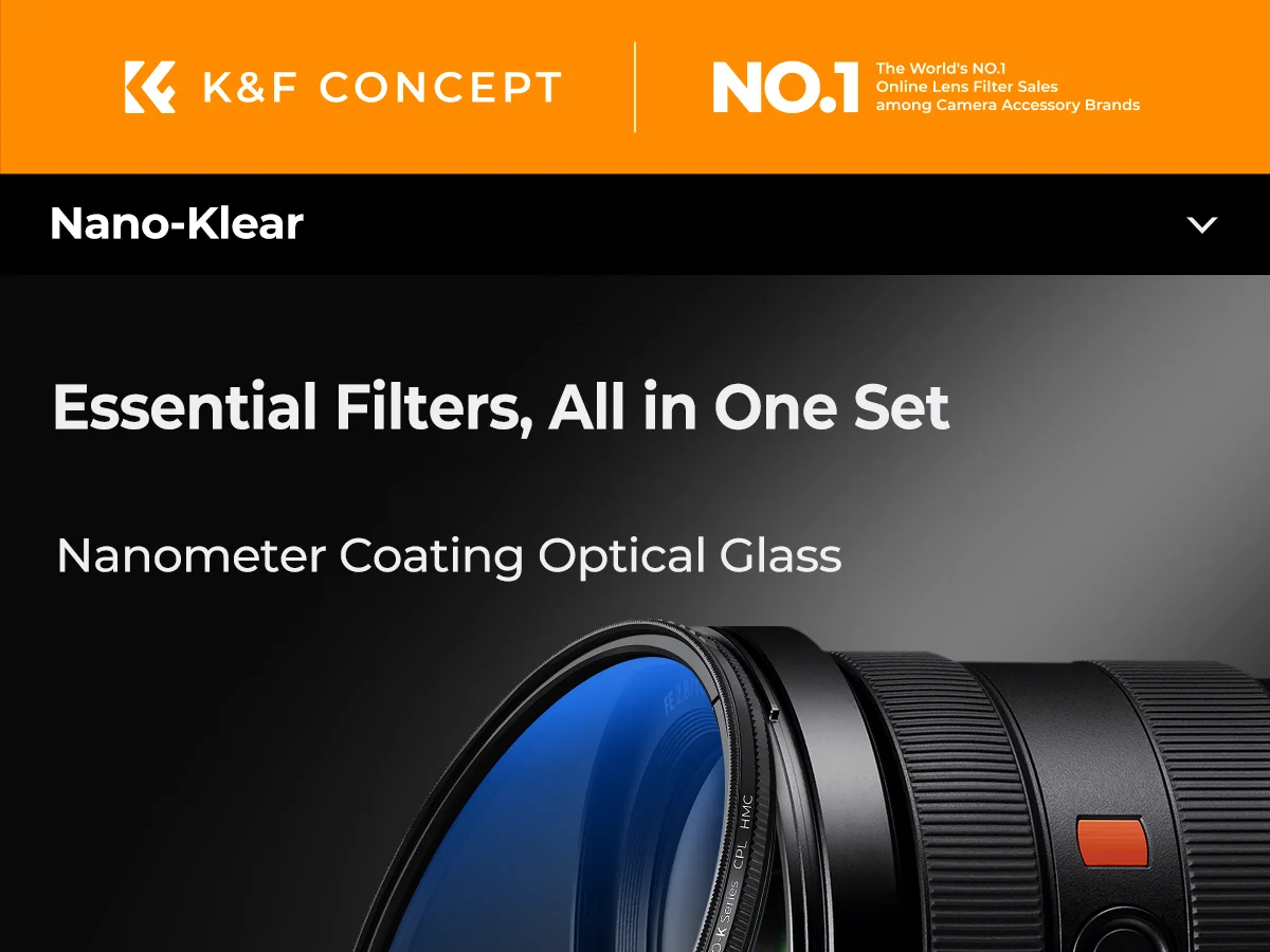 K&F CONCEPT K Series 49-82mm Filters UV/CPL/ND2-400/Black-Mist 1/4 Cap Clean Cloths Camera Lens Filter Set for Nikon Canon Leica