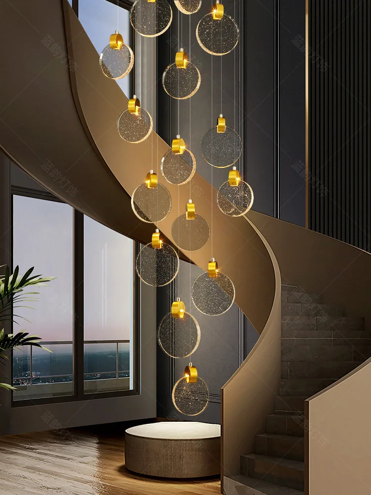 

Современная желтая Подвесная лампа, вилла, лестница для гостиной, комнатное подвесное освещение, трос для торгового центра