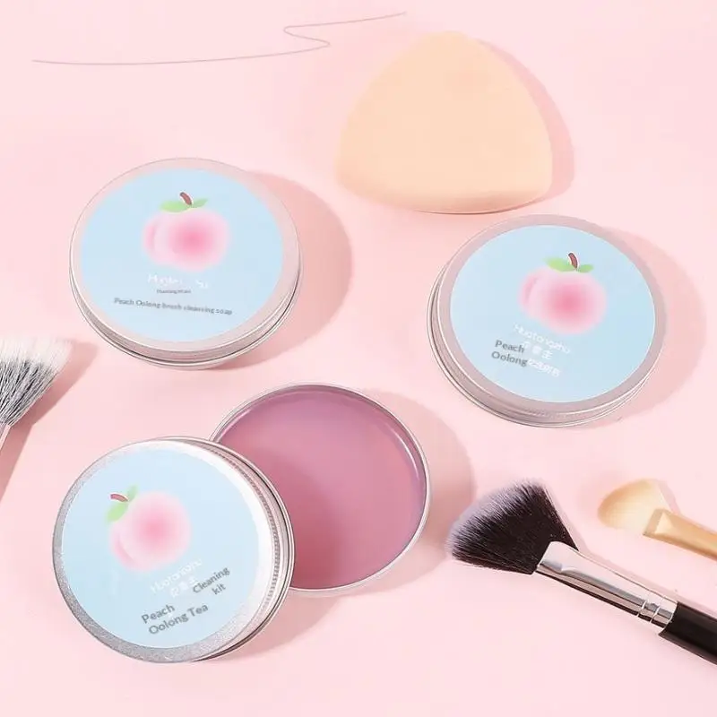 *천연 메이크업 브러쉬 클리너 비누 다기능 세척 야외 휴대용 화장품 여행용 뷰티 클리너 도구 재사용 가능.