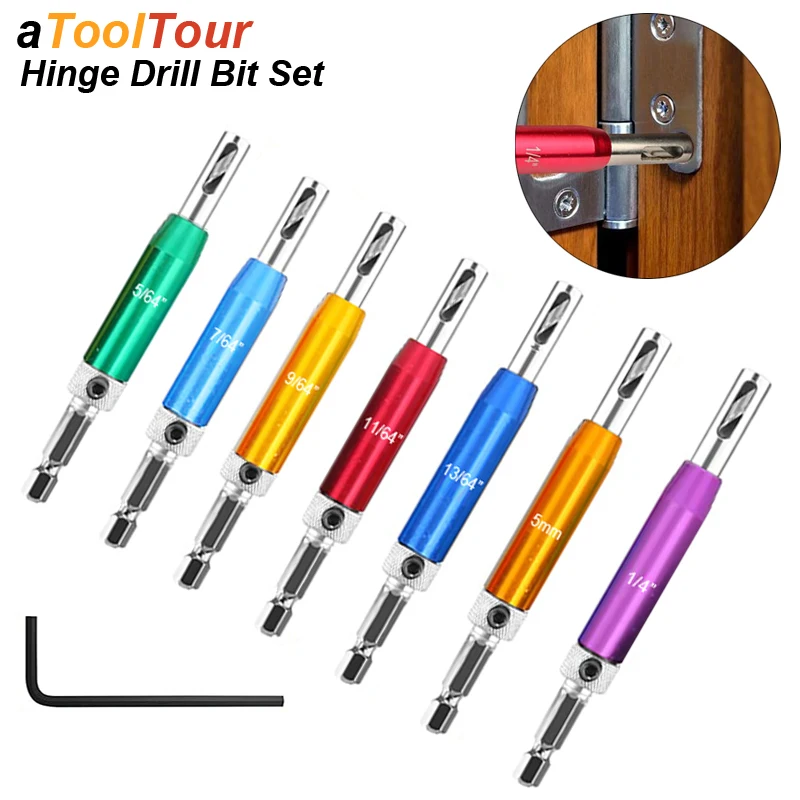 Self Centering Hinge Hole Drill Bit Set Cupbord Door Cabinet Window Insert Puncher Jig Guide Locating Cutter Woodworking Tool