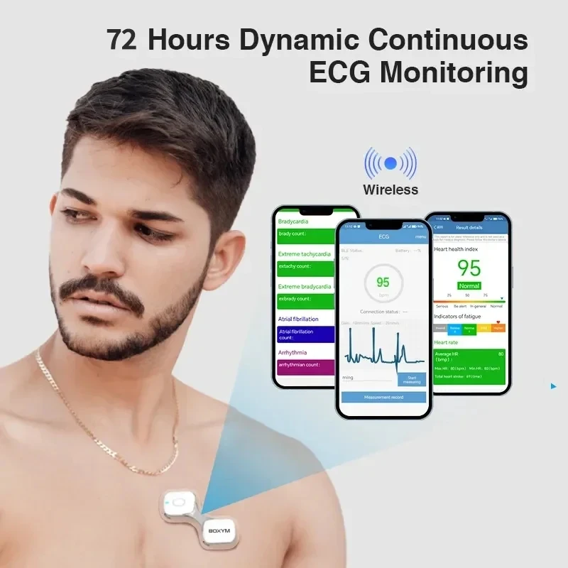 72 Hours CG Monitor Bluetooth APP Link Heart Monitoring Wearable Electrocardiograma Tracker With Unlimited Data Analysis Report