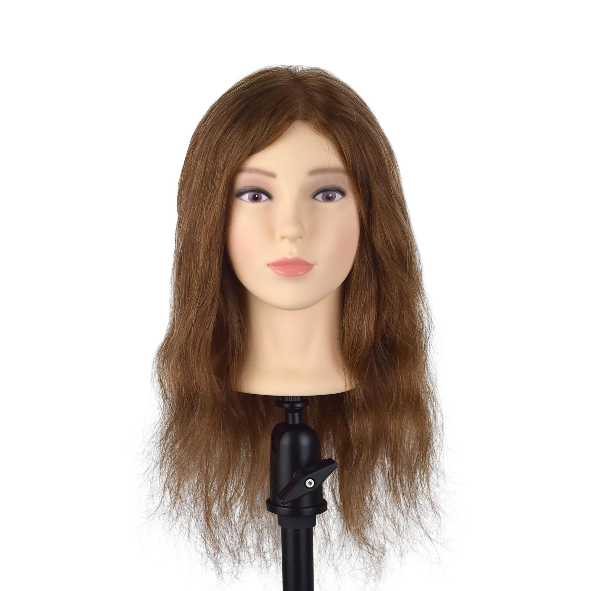 

Голова-манекен, 45 см, 18 дюймов, 100% дюймов, искусственные человеческие волосы, коричневая тренировочная голова, женская голова для парикмахеров, тренировочная голова-парик для кукол