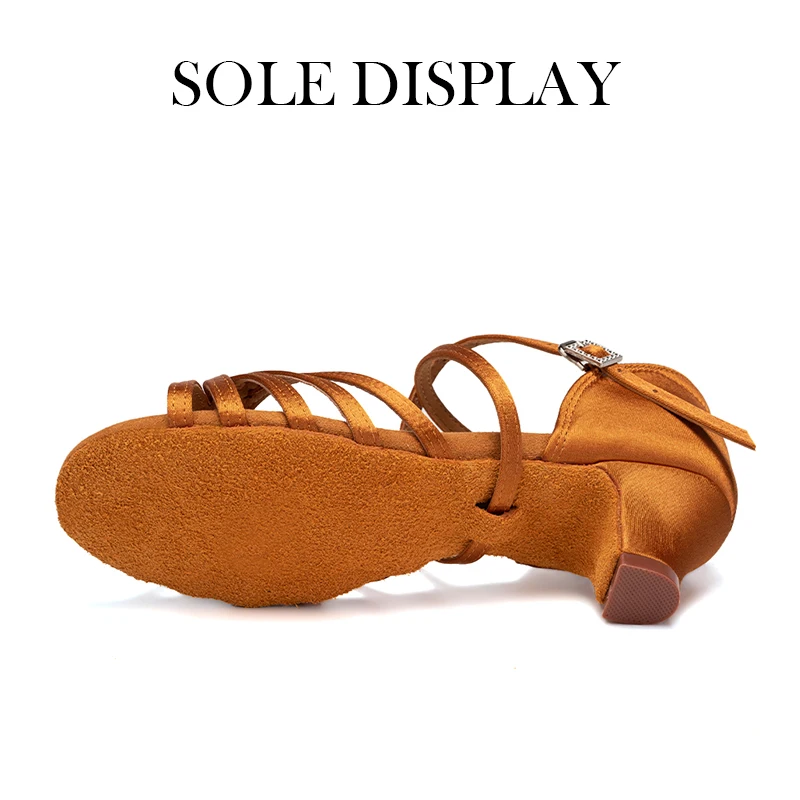 Latin Dance Shoes for Girls Women Ladies Ballroom Modern Tango Salsa Dancing Performance Shoes Medium Heels Training Shoes 5