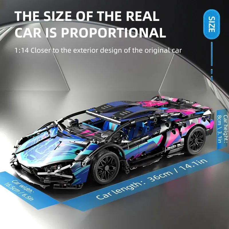67128 Cars 1314PCS Building Kits for Adults, 1:14 Scale Super Car Building Block Remote Control Car Building Kits for Men Teen 2