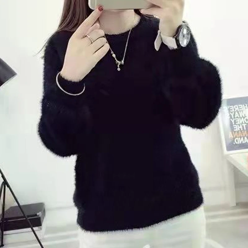 Autumn Winter New Solid Color Fashion Long Sleeve Sweater Women High Street Casual Loose Comfortable Cute All-match Pullovers