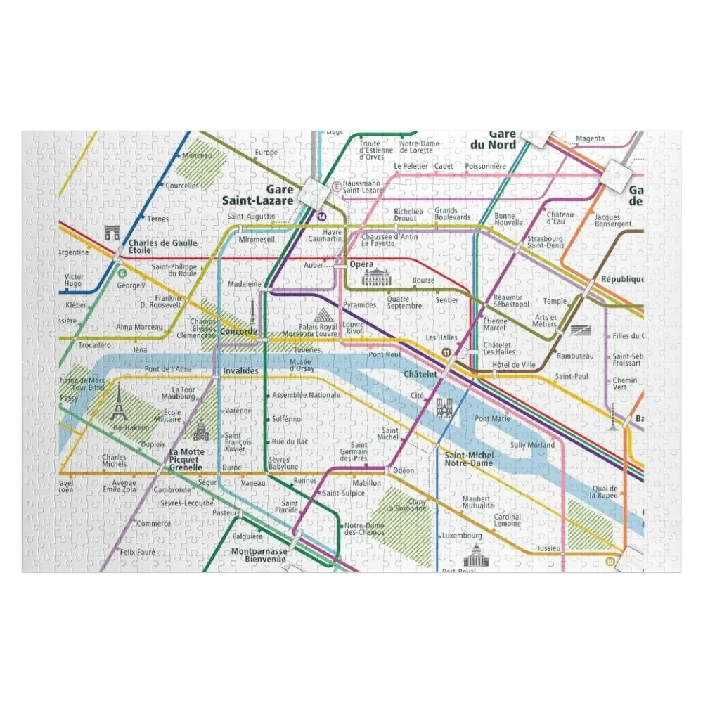 Paris City Rail Map Square Jigsaw Puzzle Personalized For Kids Game Children Puzzle