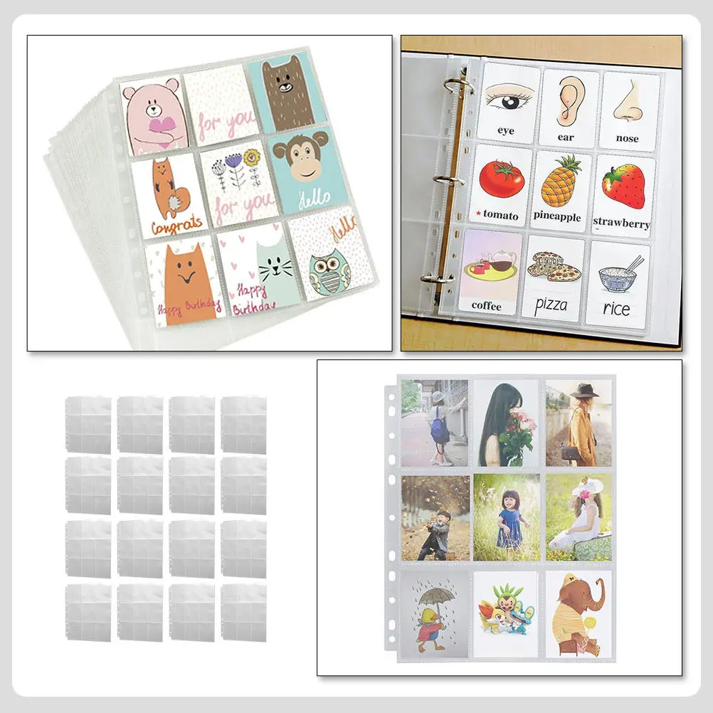 20Pcs 사진 앨범 삽입 페이지 투명 사진 슬리브 파일 폴더 앨범 보관 액세서리용 포토카드 프로텍터