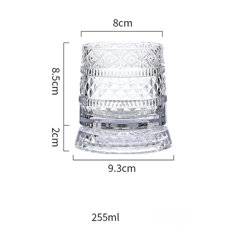 European Crystal-Cut Rotating Decanter & Whiskey Glass Set, Luxury Barware with Creative Design, Elegant Home Gift