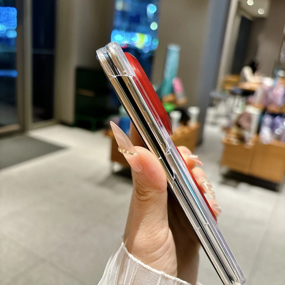 Magnetic Transparent Phone Case With Metal Rotating Ring Stand_voghion.com