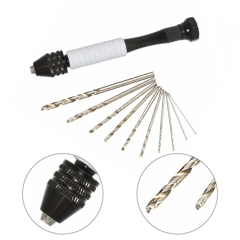 Mini broca manual para madeira com mandril sem chave, ferramenta rotativa de perfuração para fazer jóias, ferramenta manual DIY, 0.3-3.4mm