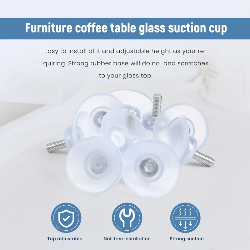 10 Pcs Rubber Strong Suction Cup Replacements For Glass Table Tops With M6 Screw