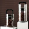 Coffee Beans Vacuum Sealed Tanks Kitchen Food Storage Clear Glass Container Tea Moisture-proof Canister Home Fresh Keeping Cans