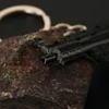 Mini PUBG Gun Keychain 9cm Metal MP5 Weapon Model Alloy AK47 AWM M24 Light Key Chain Bookbag Car Pendant Gifts Toy for Kids 4