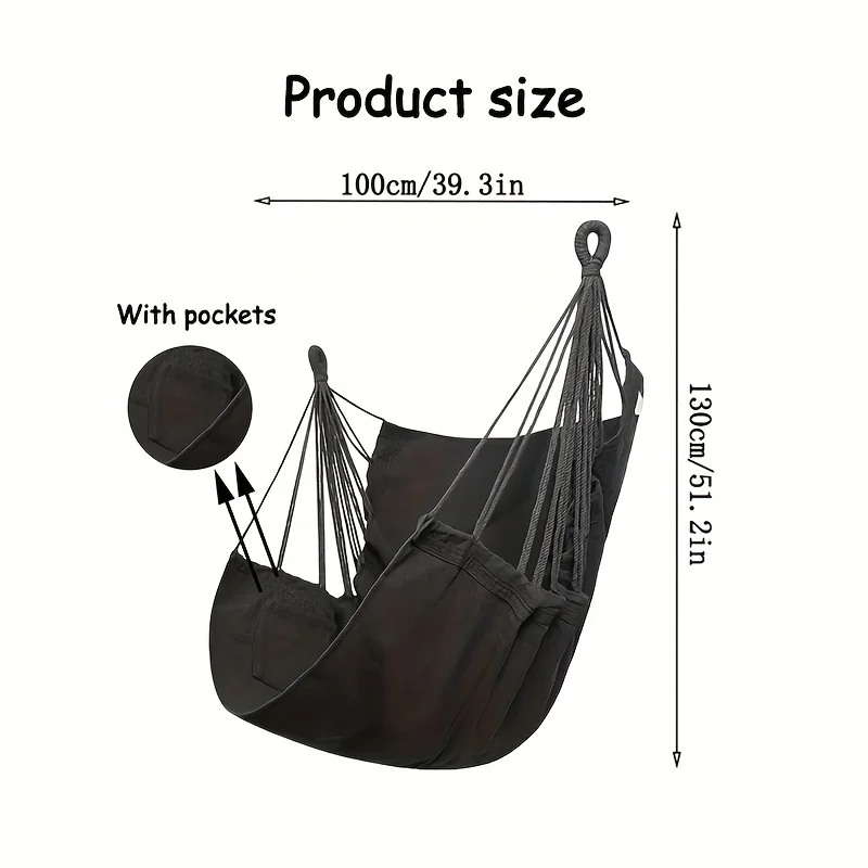 1 PC Comfort Canvas Hammock Chair - Relaxing College Dorm Swing, Sturdy Two Tie Ropes, Suitable for Indoor/Outdoor Use 6