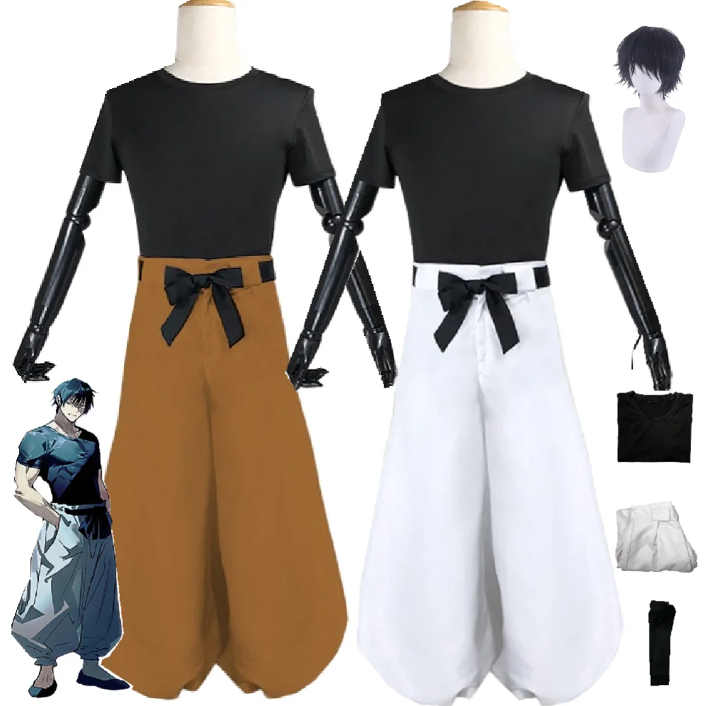 

Jujutsu Kaisen Anime Cosplay Costume Toji Fushiguro Uniform Black Top Pants 2 Styles Suit Short Wig Party Carnival Men Cos Gift