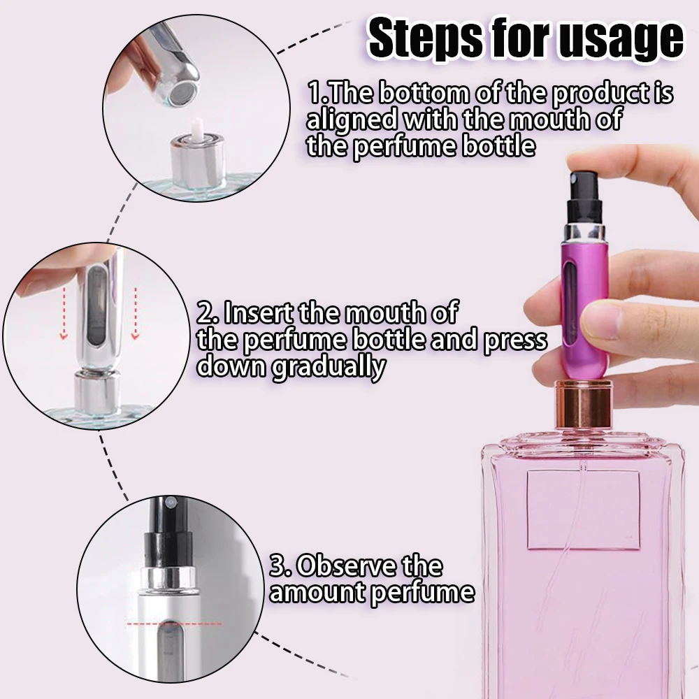 Perfume Bottle 5/8/20ml Refillable Mini Aluminum Atomizer Spray Bottle for Travel