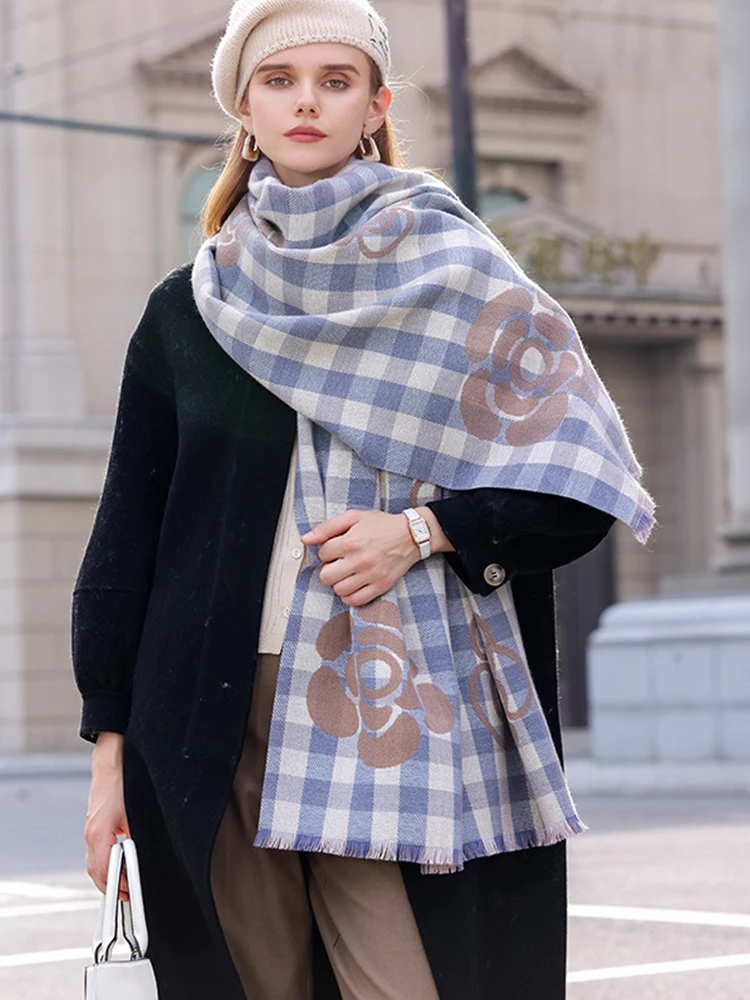 

New 2023 Imitation Cashmere Preppy Winter Scarf Women Men Plaid Scarve Warm Pashmina Mujer Foulard Bufanda Pareo Wrap Shawl Male