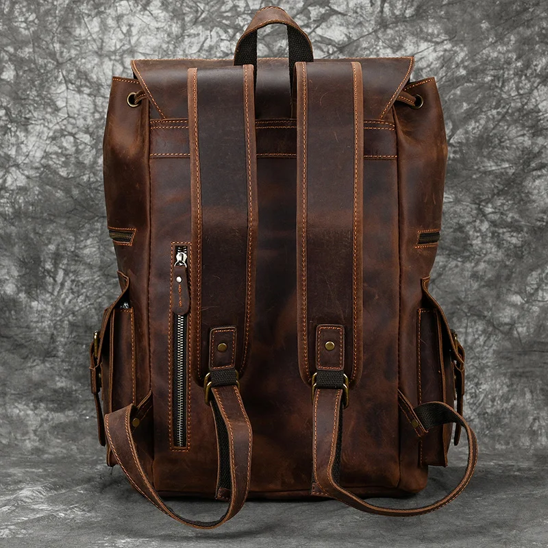 2025 New Arrivals Leather Backpack For Men Male Genuine Leather Laptop Travel Backpack 17 Inch Daypack Shoold Bag Men Male Large 4