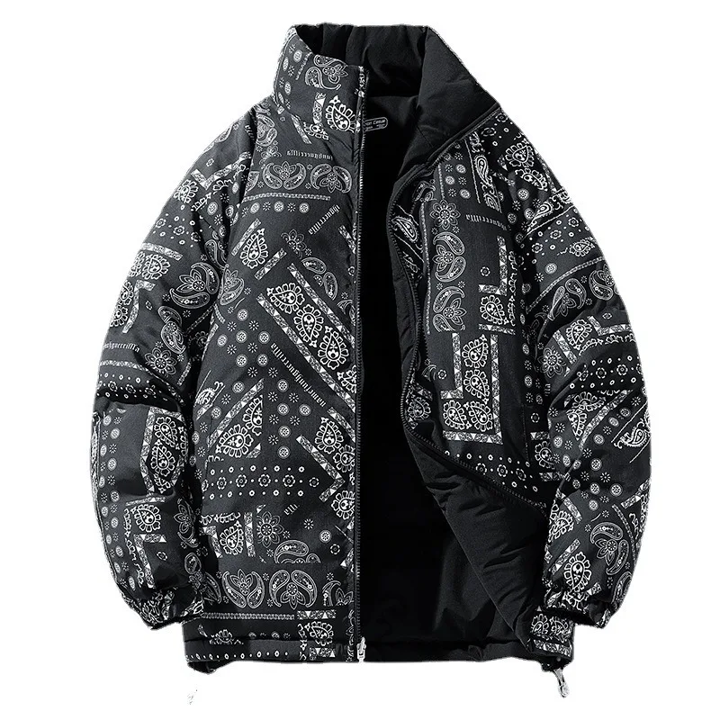Two Sides Wear Fashion Men Women Windbreaker Winter Coat Padded Puffer Couple Down Jacket Warm Casual Zip Cotton Outwear Coats
