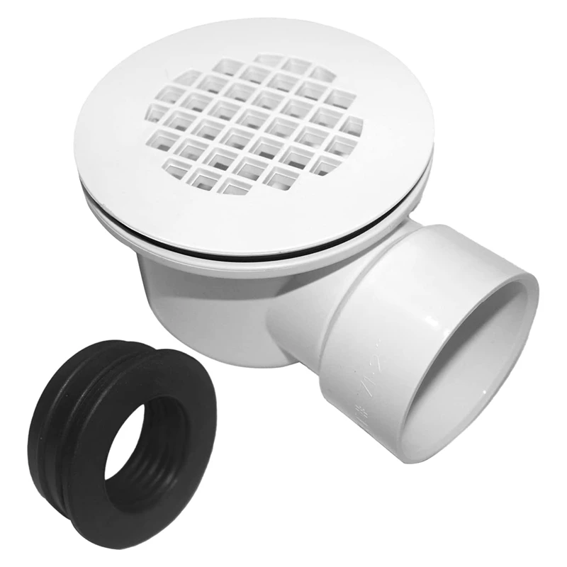 

Low Profile Shower Base Drain With Perforated Strainer Side Outlet Shower Drain White