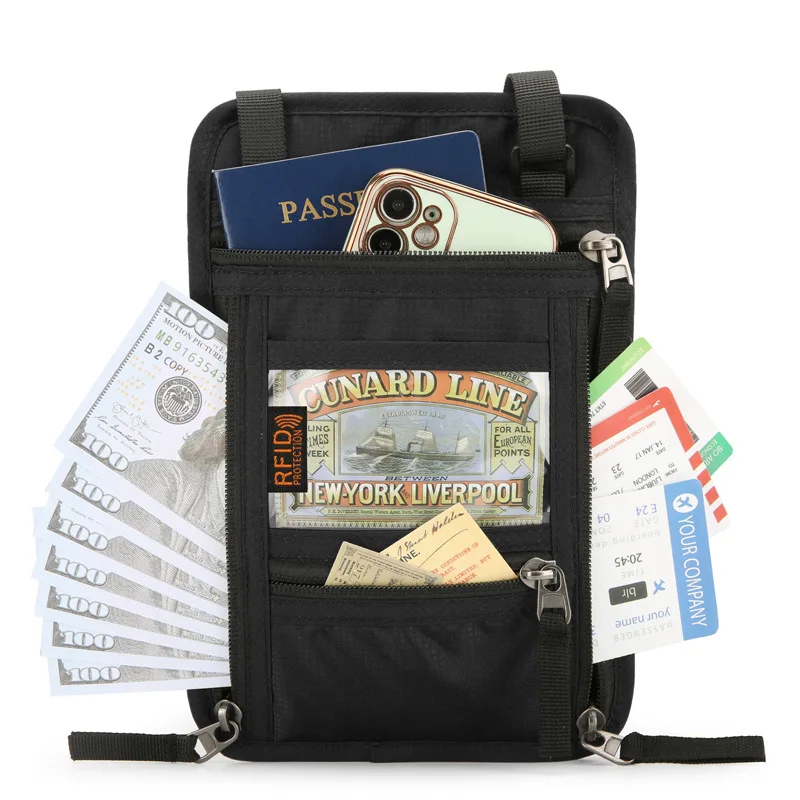 Passport Holder Neck Pouch Travel Wallet for Women Men RFID Blocking Security Slim Traveling Wallet with Neck Lanyard Strap 5