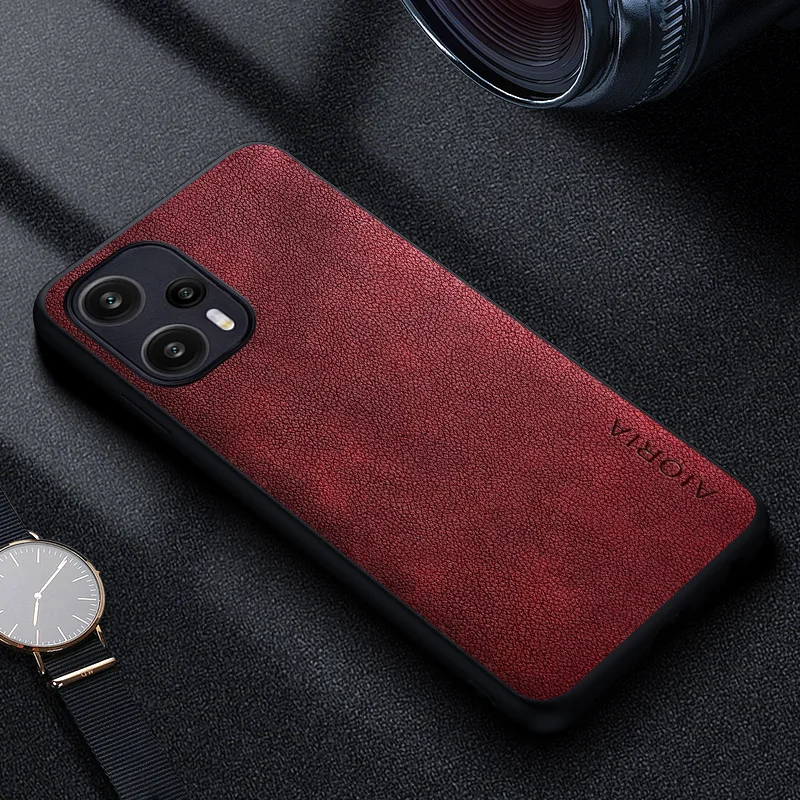 Premium Luxury Leather Business Phone Case - Retro Solid Color Cover