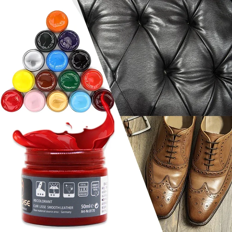 50ml Car Leather Paint Seat Care Liquid For Auto Leather Refurbish Repair 20 Colors