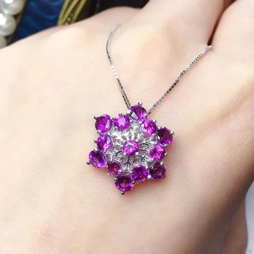 

Natural Amethyst Pendant Women's Necklace Real 925 Silver Party Favor luxury jewelry designers