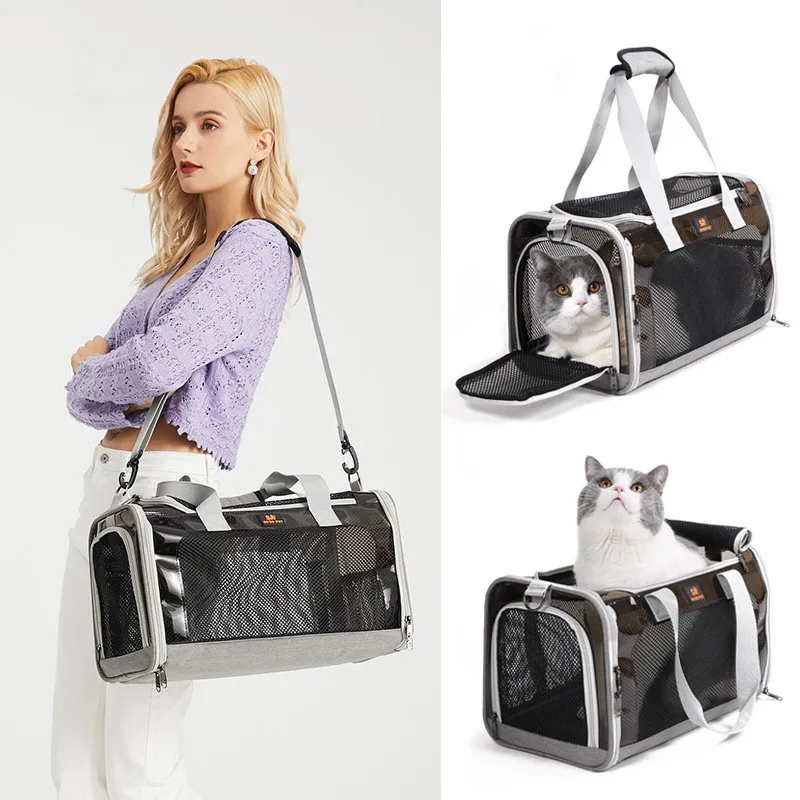 

Soft Pet Carriers Portable Breathable Foldable Bag Cat Dog Carrier Bags Outgoing Travel Pets Handbag with Locking Safety Zippers