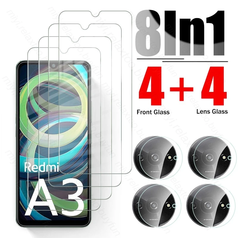 

Закаленное стекло 8 в 1 для Xiaomi Redmi A3 4G, защита экрана HD для RedmiA3 Readmi Redmy A3 A 3 3A 4G 6,71 ", стекло для камеры