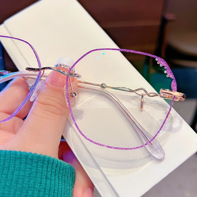 Photochromic Glasses Elegant Fashion Women Eyeglasses Purple - Main Image