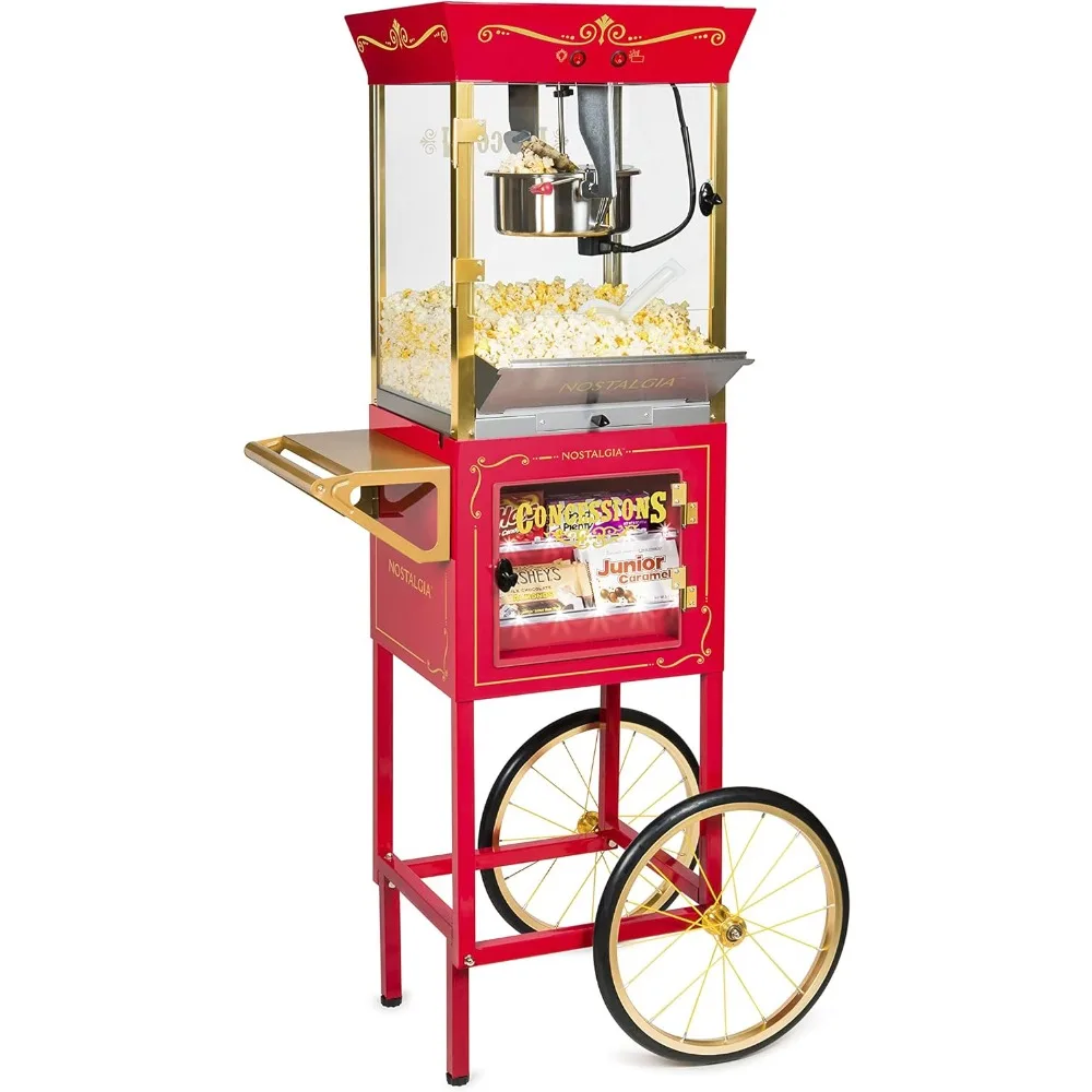 

Popcorn Maker Machine - Professional Cart With 10 Oz Kettle Makes Up to 40 Cups - Vintage Popcorn Machine Movie Theater Style