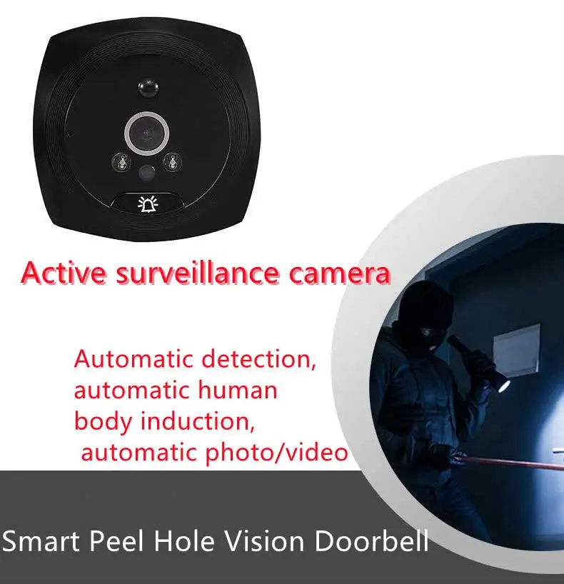 4.3" Digital Peephole Doorbell Door Viewer Camera Motion Detection Monitor Video Eye Recorder Home Security Protection Door Bell apartment intercom system with door release