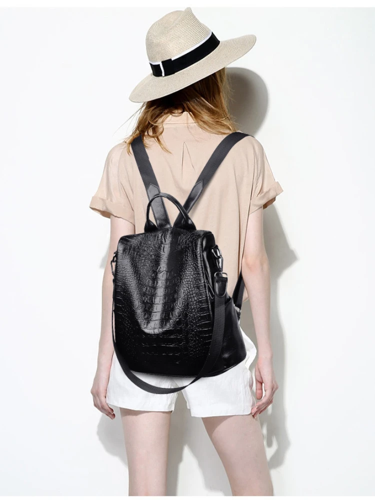 Designer Brand Women Men Backpack New Crocodile Pattern Backpack Large Capacity Schoolbag Bolsa Feminina Hot Sale