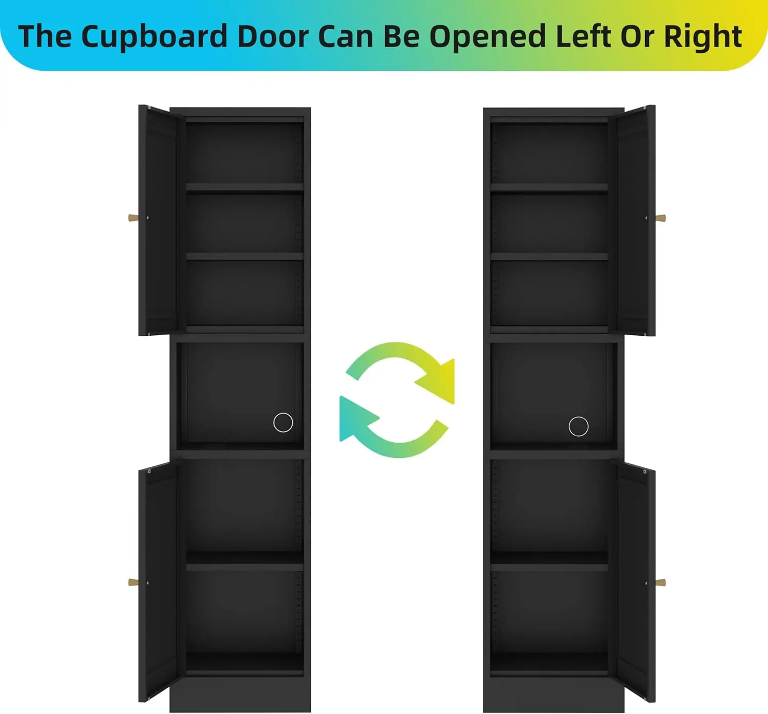 Tall Narrow Storage Cabinet - 67" Slim Bathroom Organizer with 3 Adjustable Shelves, 2 Doors (Left/Right Opening),Metal Floor