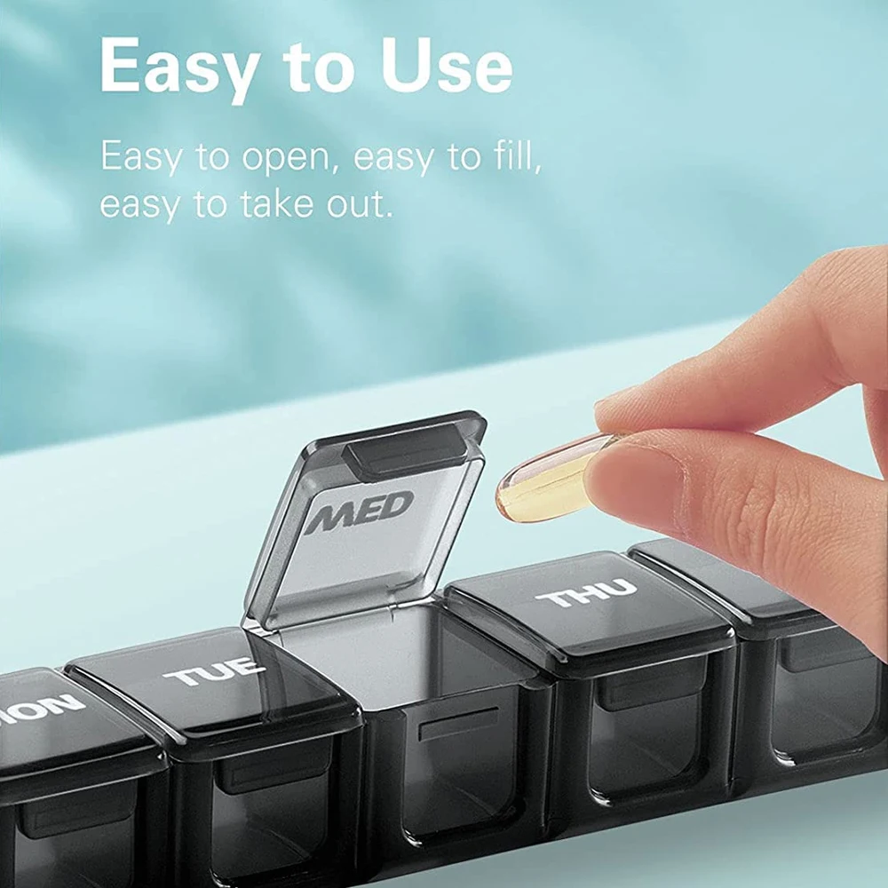 Deluxe Arthritis-Friendly Pill Organizer with Clear Lid