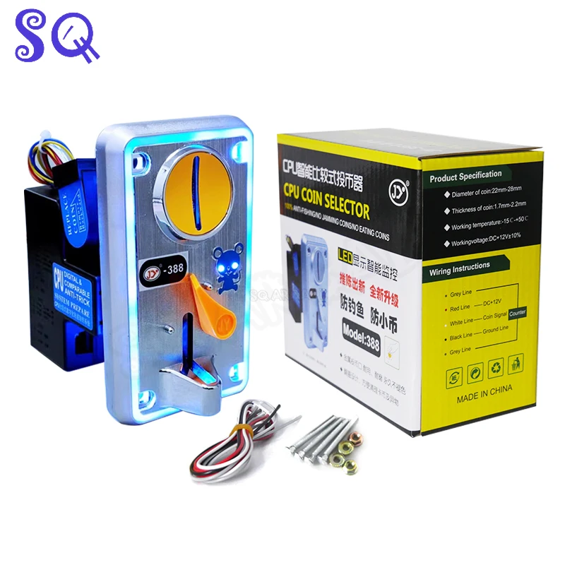 Multi Arcade Coin Acceptor JY-388 with 12V LED light can be used for Arcade Machine Claw Machine Swing Car Crane Machine