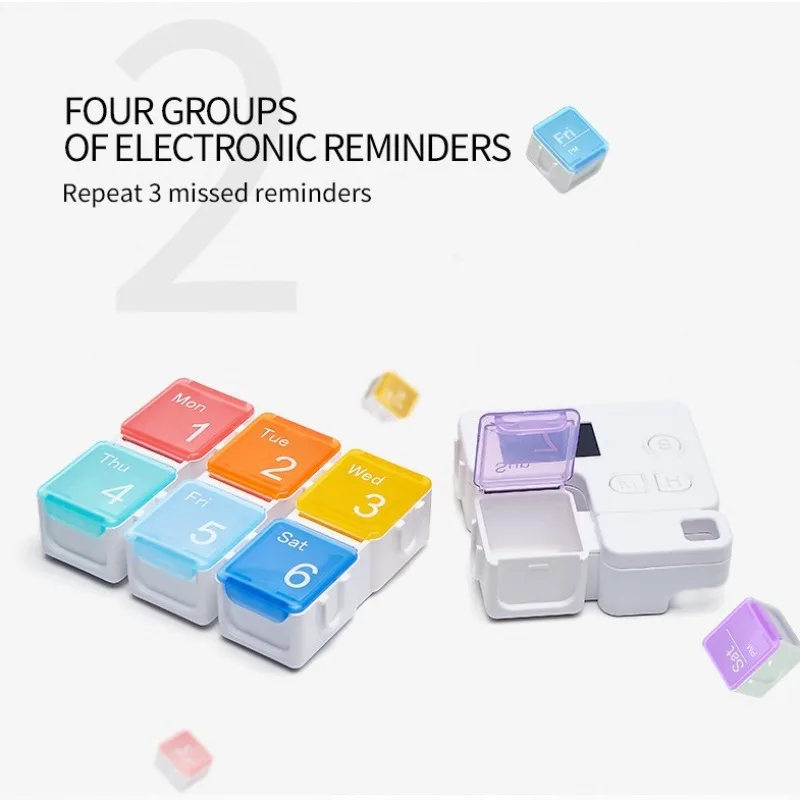 Portable Weekly Pill Organizer with Alarm Reminder – Ideal for Travel, Vitamins, and Supplements