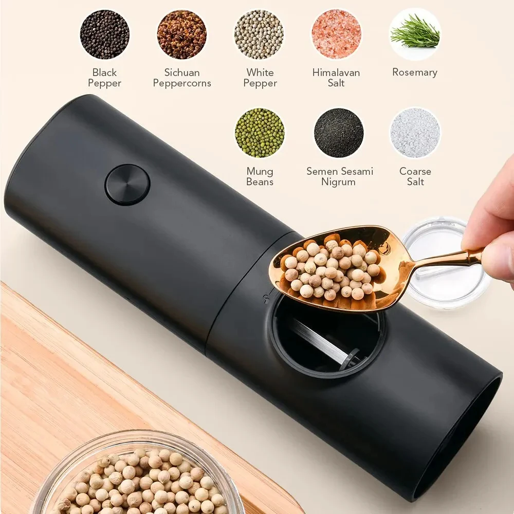 Description Picture 6 of itemElectric battery Automatic Salt And Pepper Grinder Set Rechargeable Gravity Spice Mill Adjustable Kitchen Tools