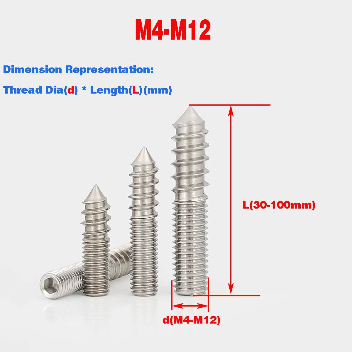 

304 SS безголовые винты с шестигранным отверстием/двухсторонние установочные винты M4 M5 M6 M8 M10 M12