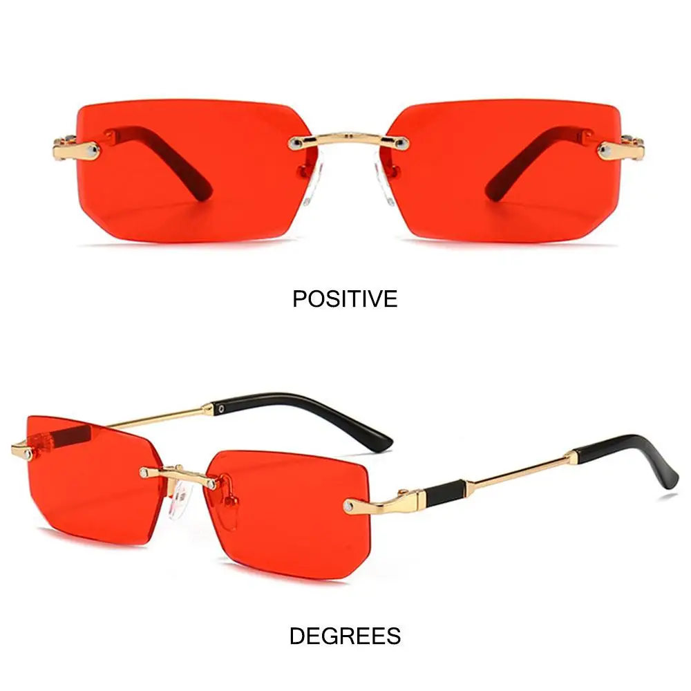 Retro UV400 Rimless Rectangle Sunglasses for Men and Women