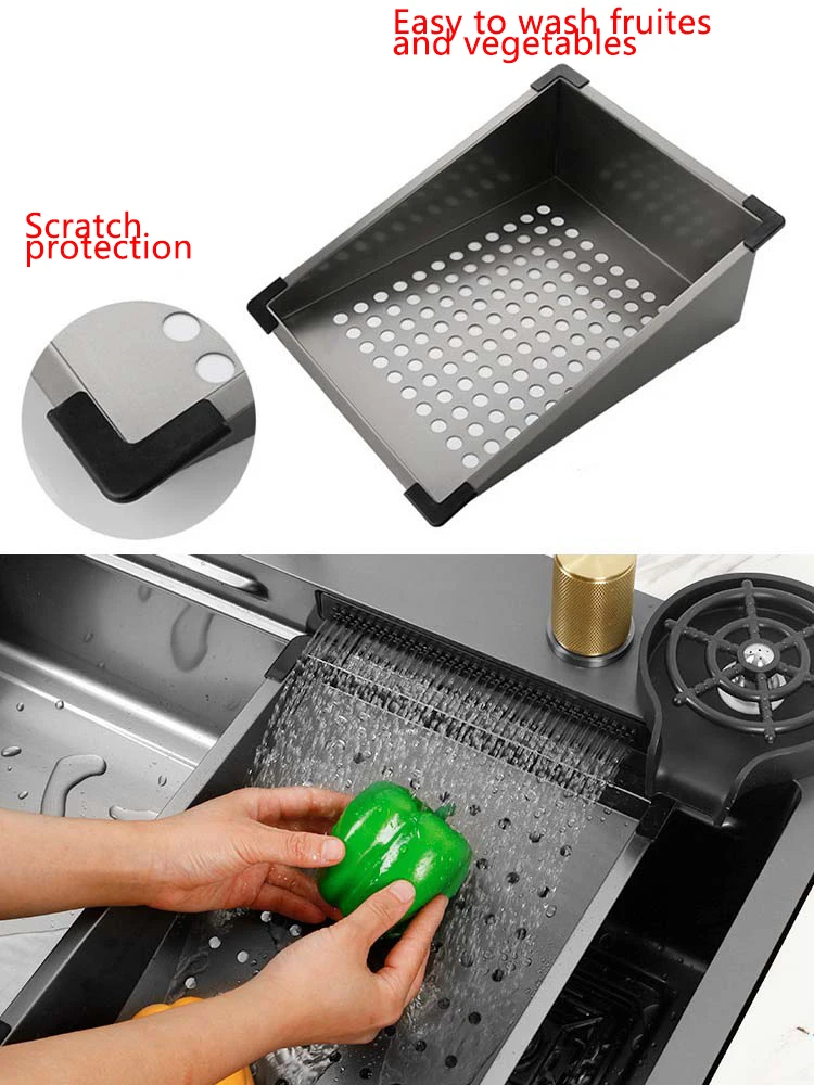 Nano Stepped Sink 304 Stainless Steel Vegetable Wash Basin High PressureCup Washer Coffee Shop Wine Bar Sink Kitchen Sink 3