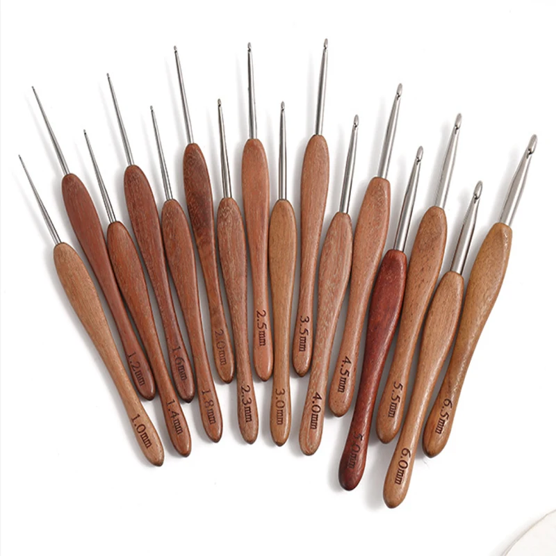 Blood sandalwood handle stainless steel crochet hook, fine hook head, needle, yarn, doll weaving tool, handmade orchid crochet h 1 Se6ae2de63ec54c39bbd5591560427038r