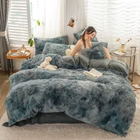 Thickened mink four-piece set winter Warm plush duvet cover flat sheet pillowcases Colorful crystal velvet 4PCS sets queen king