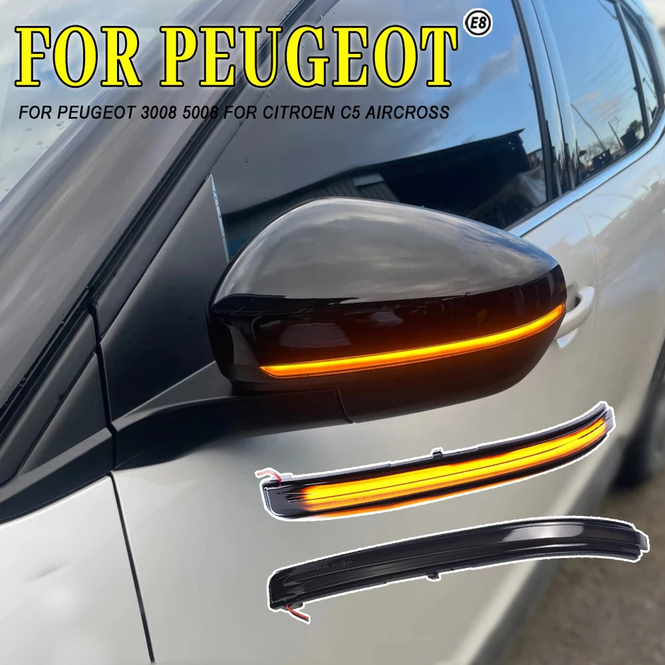 Kit Freccia A LED Per Specchietto Peugeot 3008 5008 E C5 Aircross | Dinamica A Scorrimento, 12V 5W, Plug&Play, Impermeabile, Alta Visibilità