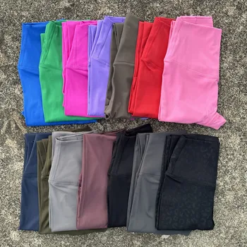 Tasca in vita posteriore tinta unita Vita alta Fitness Yoga Legging morbido Pantalone sportivo da donna Burro stretto Pantaloni da palestra atletici alla caviglia