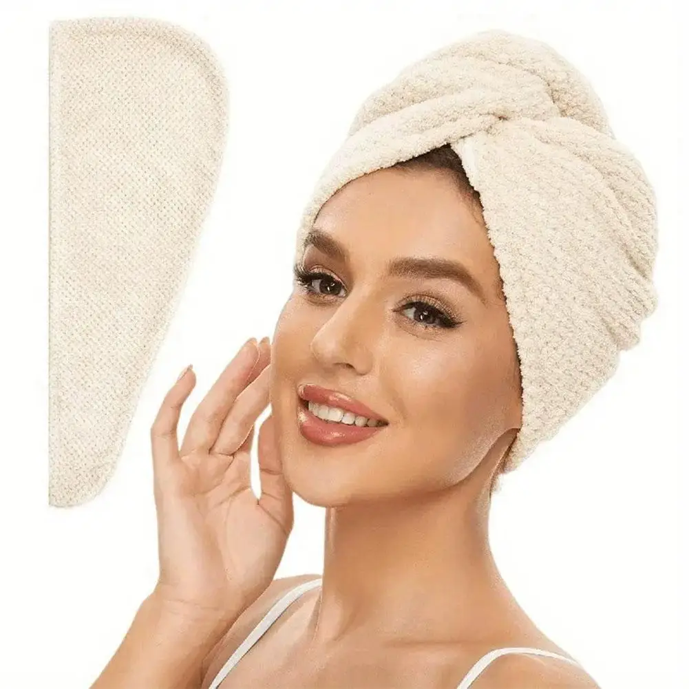Ultra-Absorbent Microfiber Hair Towel Wrap for Quick-Dry, Anti-Frizz Turban with Secure Button