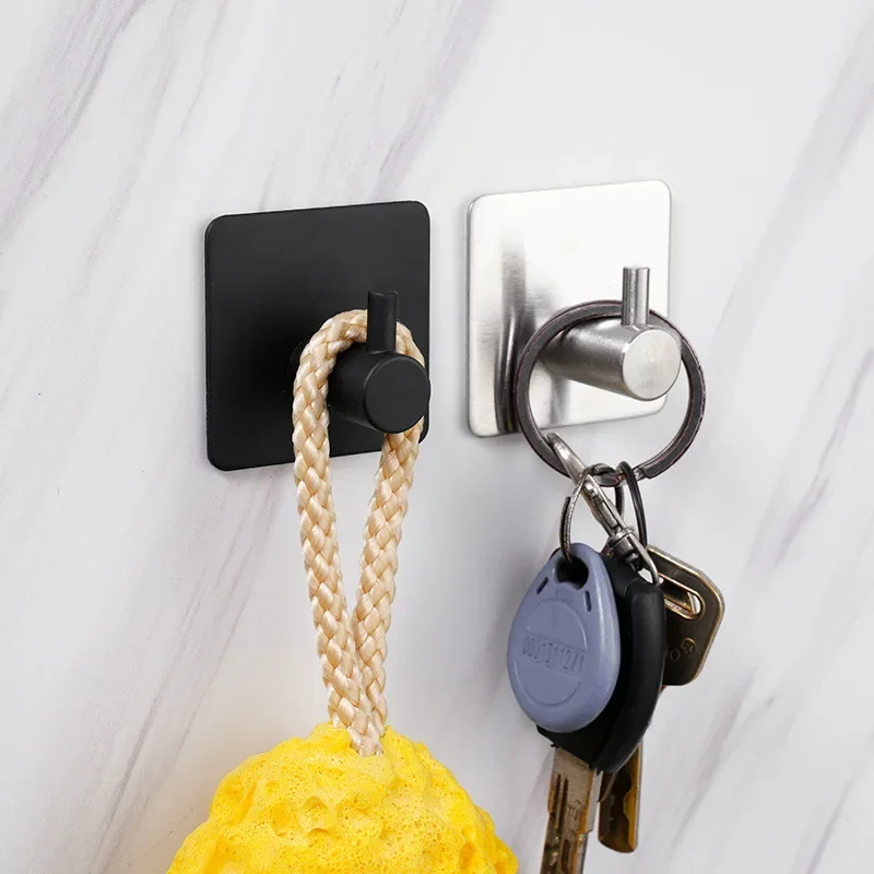 Adhesive Hooks Self Adhesive Home Kitchen Wall Door Key Rack Kitchen Towel Hanger Aluminum Towel Coat Robe Bathroom Accessories