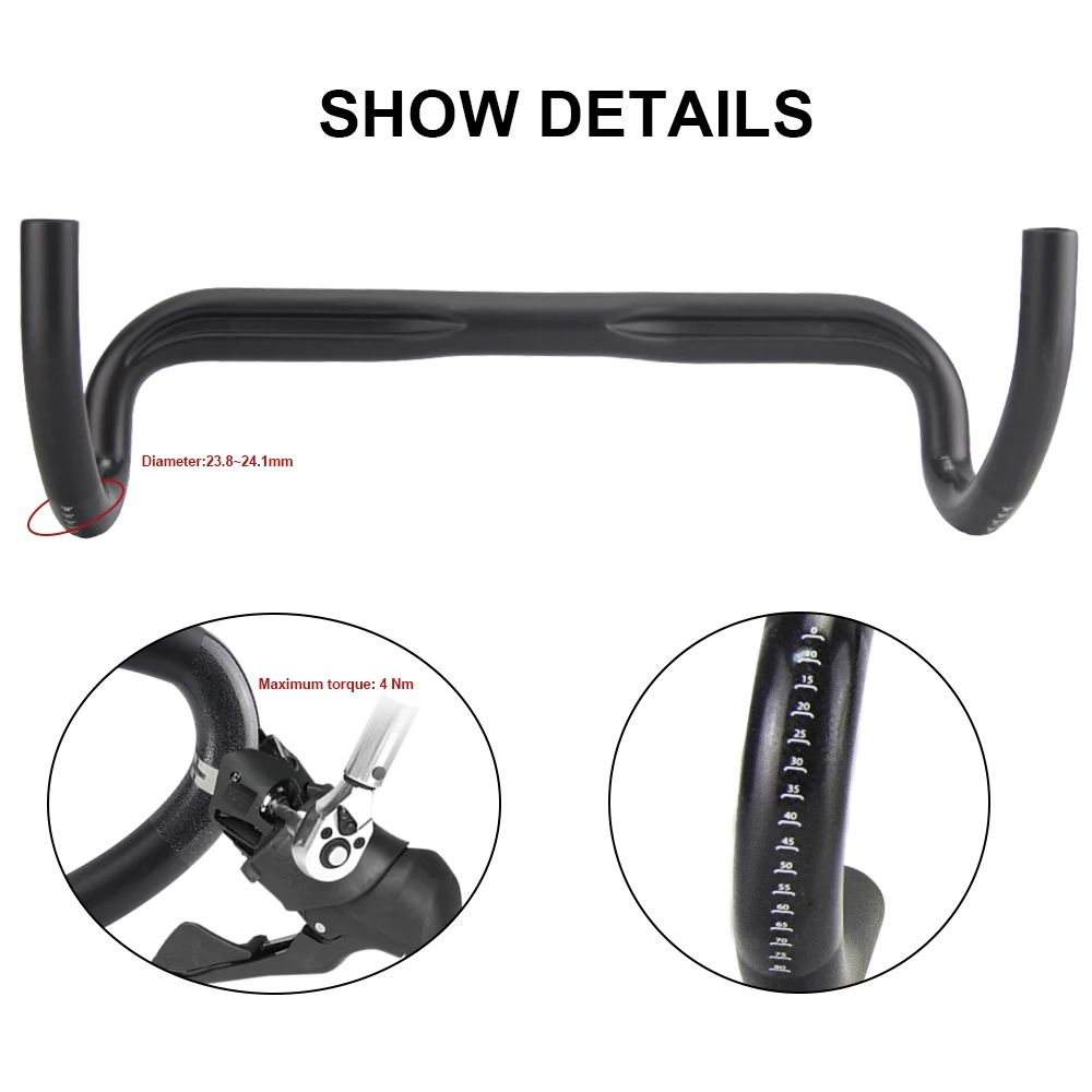 RXL SL Vollcarbon-Lenker, 380/400/420/440 mm, gebogene Stange, schwarz, matt/glänzend, Rennrad-Carbon-Lenker, Fahrradteile – Detail 7