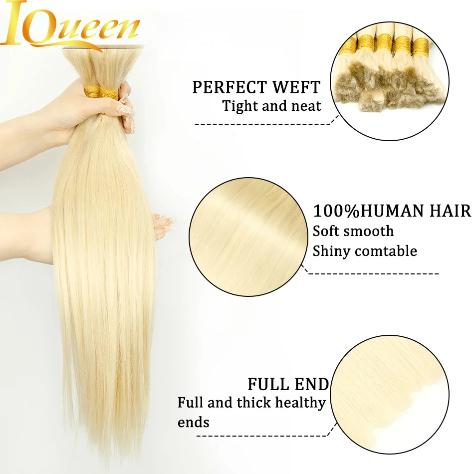 Natural Human Hair #613 Straight Human Hair Braiding Bulk Extensions No Weft Bundles For Women Extensions